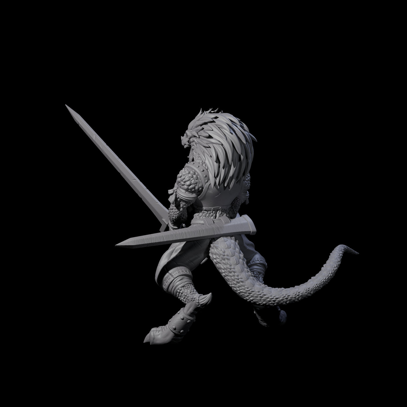 Roaring Dragonborn Female Barbarian Miniature for Dungeons and Dragons, Pathfinder or other TTRPGs