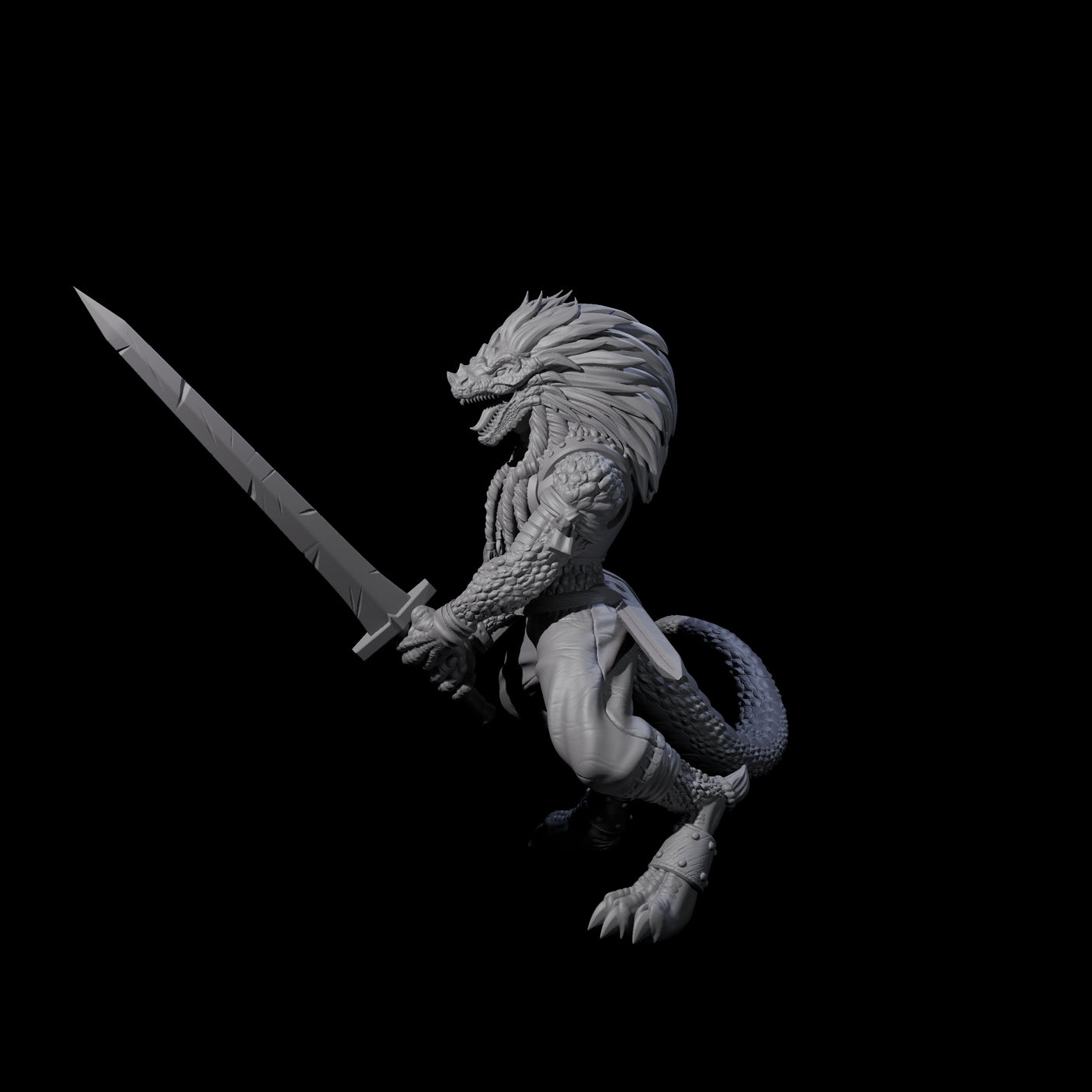 Roaring Dragonborn Female Barbarian Miniature for Dungeons and Dragons, Pathfinder or other TTRPGs
