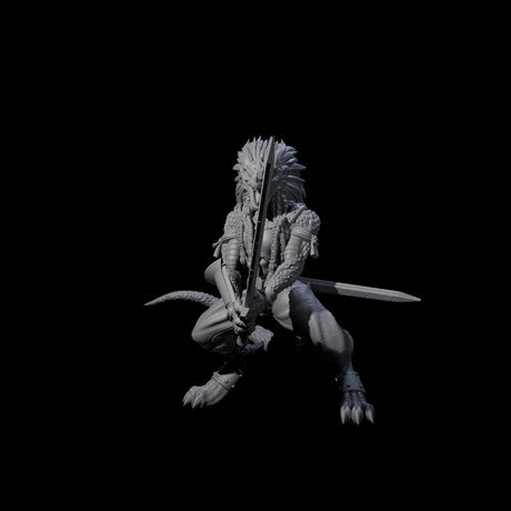 Roaring Dragonborn Female Barbarian Miniature for Dungeons and Dragons, Pathfinder or other TTRPGs