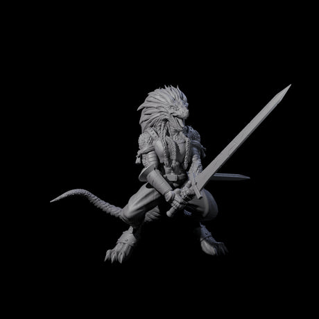 Roaring Dragonborn Female Barbarian Miniature for Dungeons and Dragons, Pathfinder or other TTRPGs