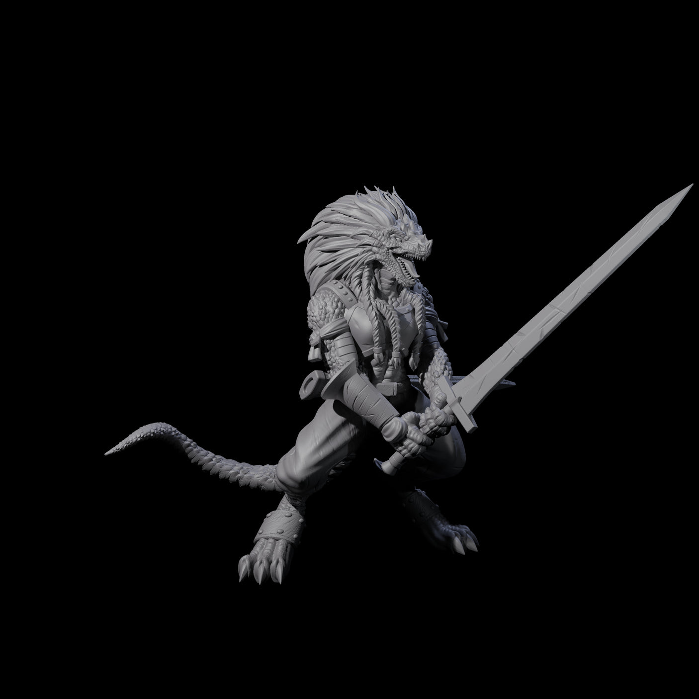 Roaring Dragonborn Female Barbarian Miniature for Dungeons and Dragons, Pathfinder or other TTRPGs
