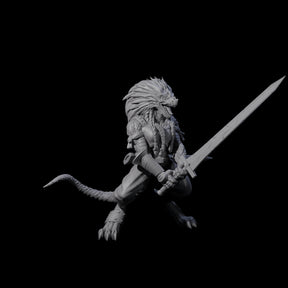 Roaring Dragonborn Female Barbarian Miniature for Dungeons and Dragons, Pathfinder or other TTRPGs