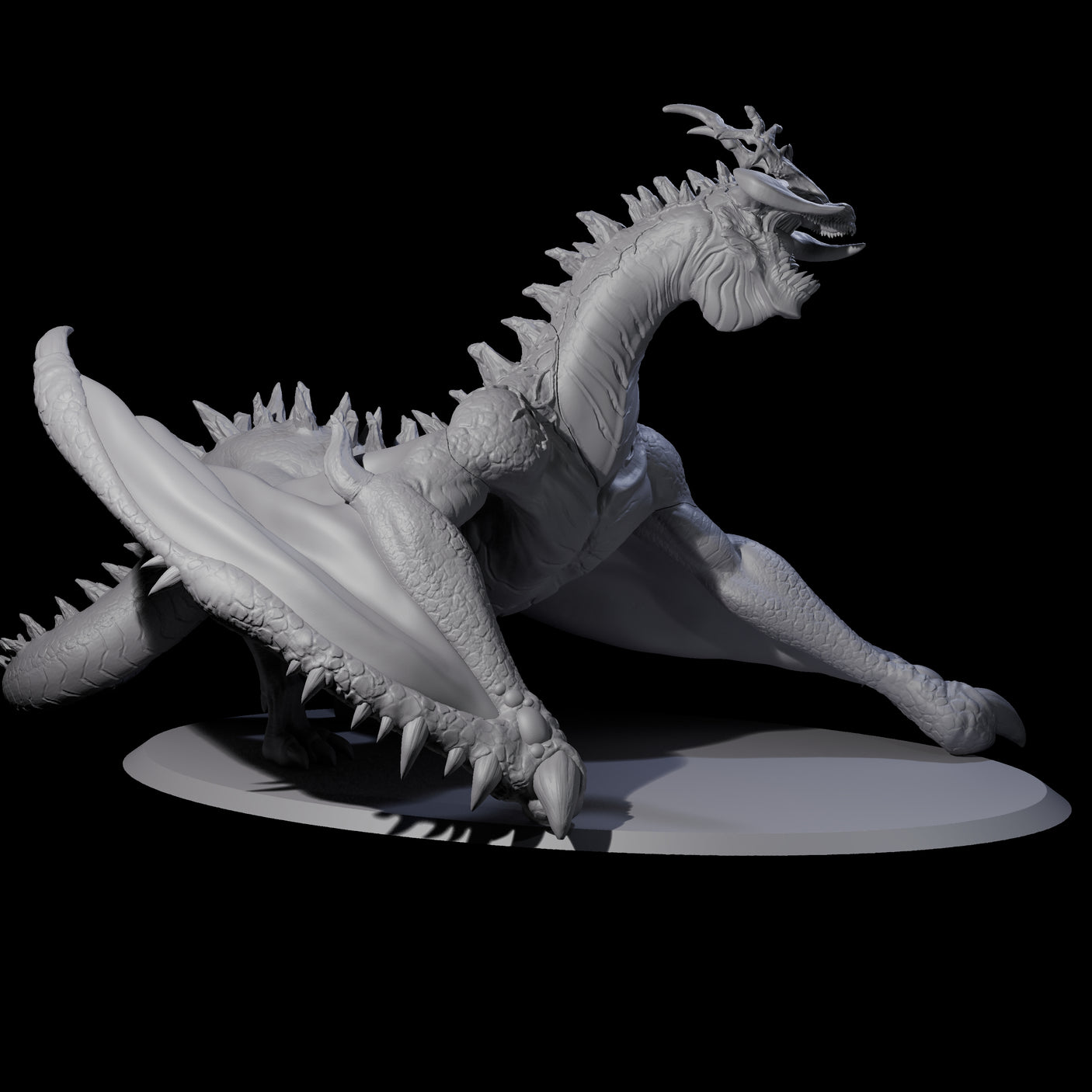 Roaring Green Dragon Miniature for Dungeons and Dragons, Pathfinder or other TTRPGs