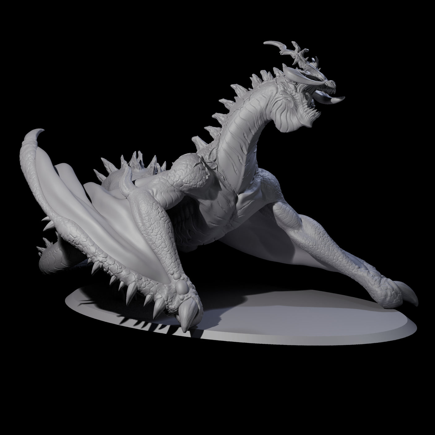 Roaring Green Dragon Miniature for Dungeons and Dragons, Pathfinder or other TTRPGs
