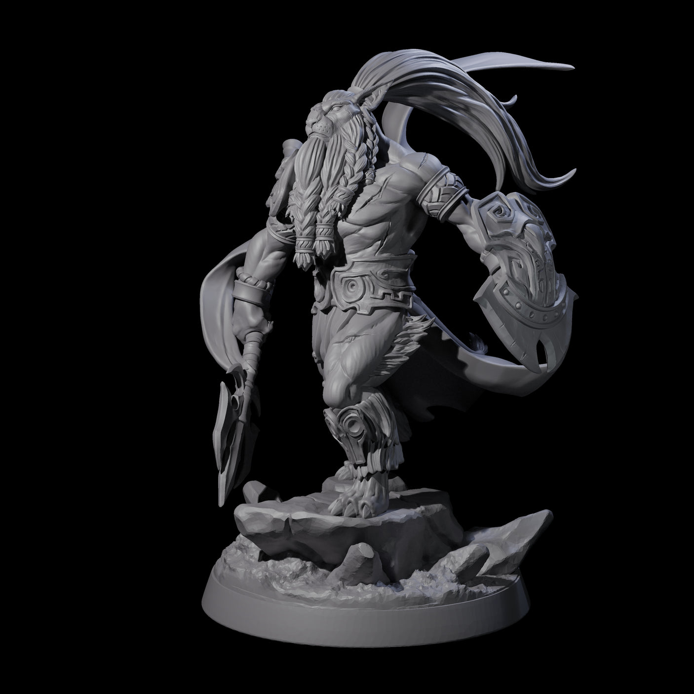 Roaring Scarred Leonin Master Miniature for Dungeons and Dragons, Pathfinder or other TTRPGs