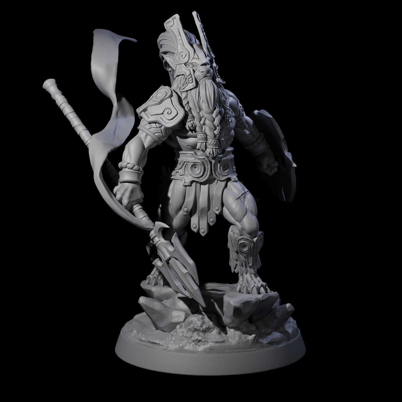 Roaring Scarred Leonin Master Miniature for Dungeons and Dragons, Pathfinder or other TTRPGs