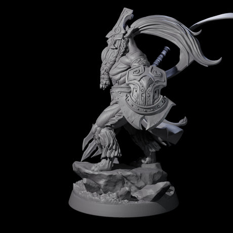 Roaring Scarred Leonin Master Miniature for Dungeons and Dragons, Pathfinder or other TTRPGs