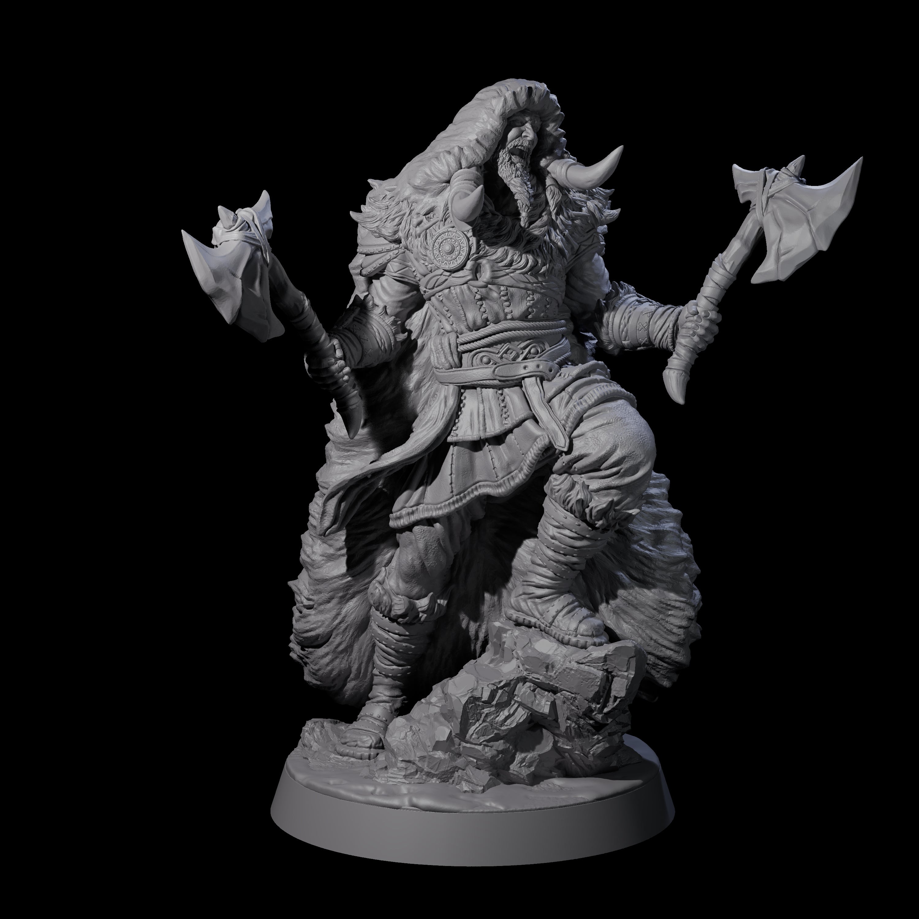 Roaring Woodland Barbarian Champion Miniature for Dungeons and Dragons, Pathfinder or other TTRPGs