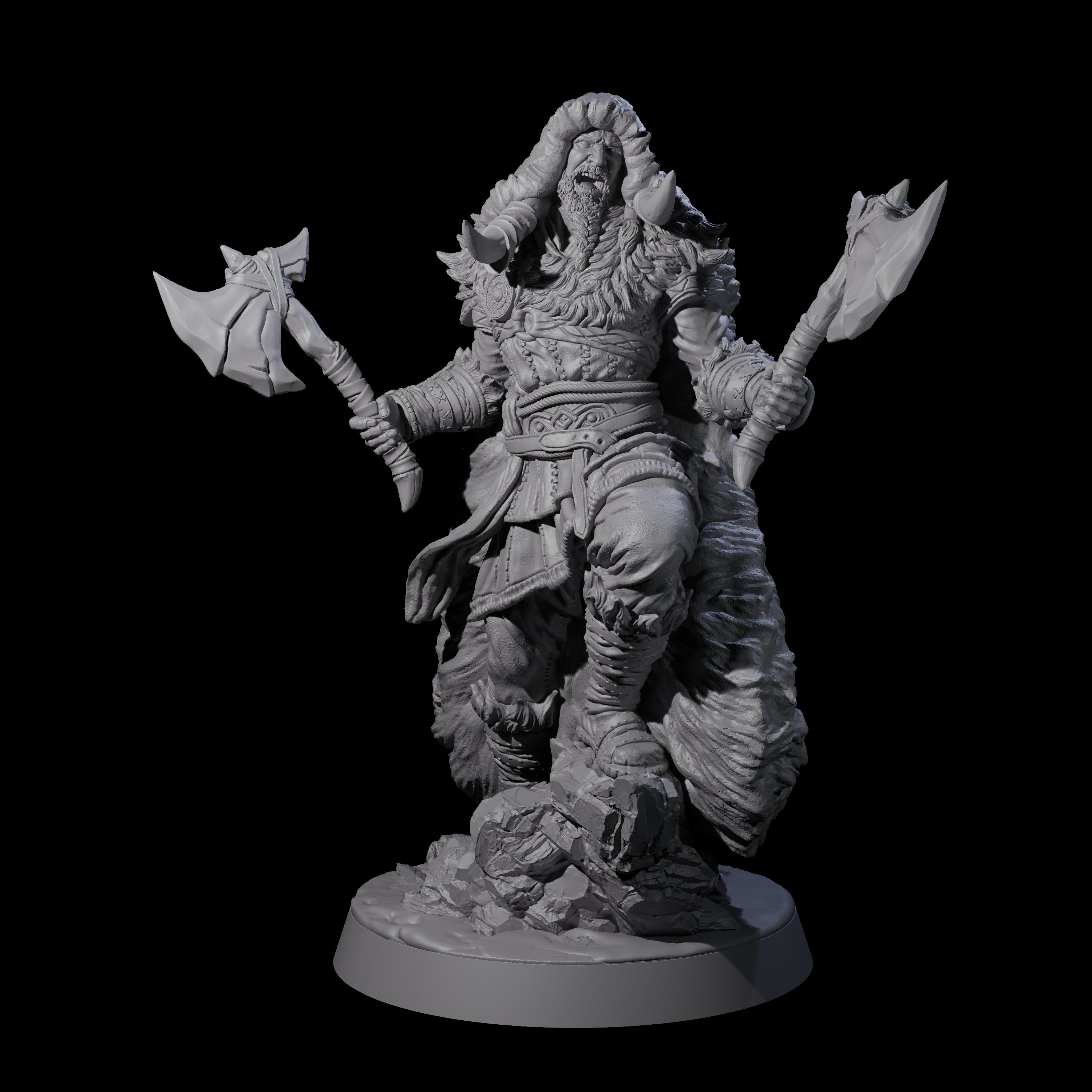 Roaring Woodland Barbarian Champion Miniature for Dungeons and Dragons, Pathfinder or other TTRPGs