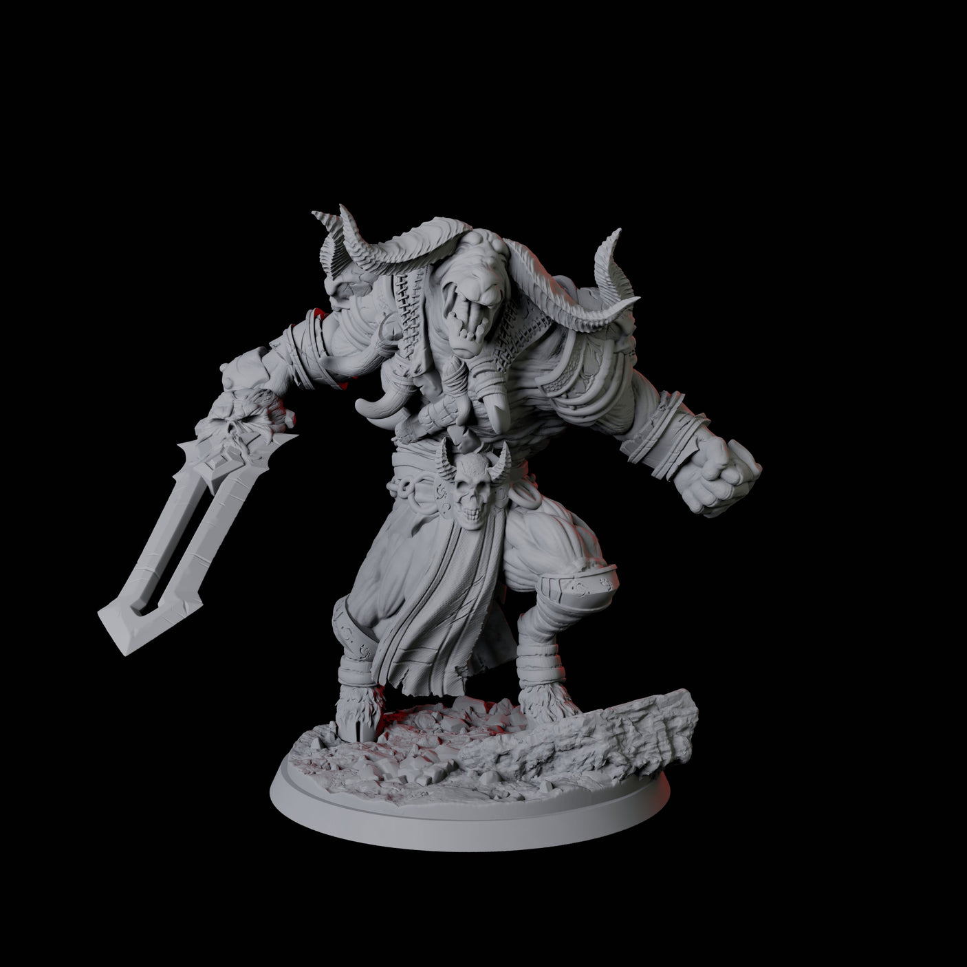 Roaring Yakfolk Fighter Miniature for Dungeons and Dragons, Pathfinder or other TTRPGs