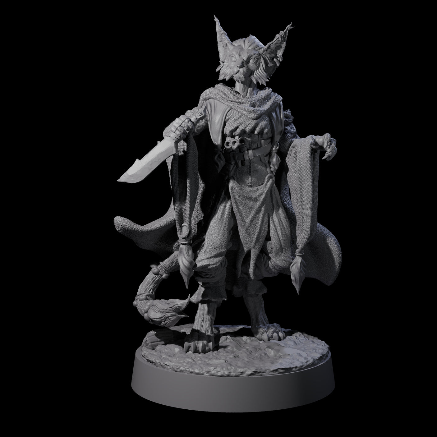 Robed Tabaxi Rogue A Miniature for Dungeons and Dragons, Pathfinder or other TTRPGs