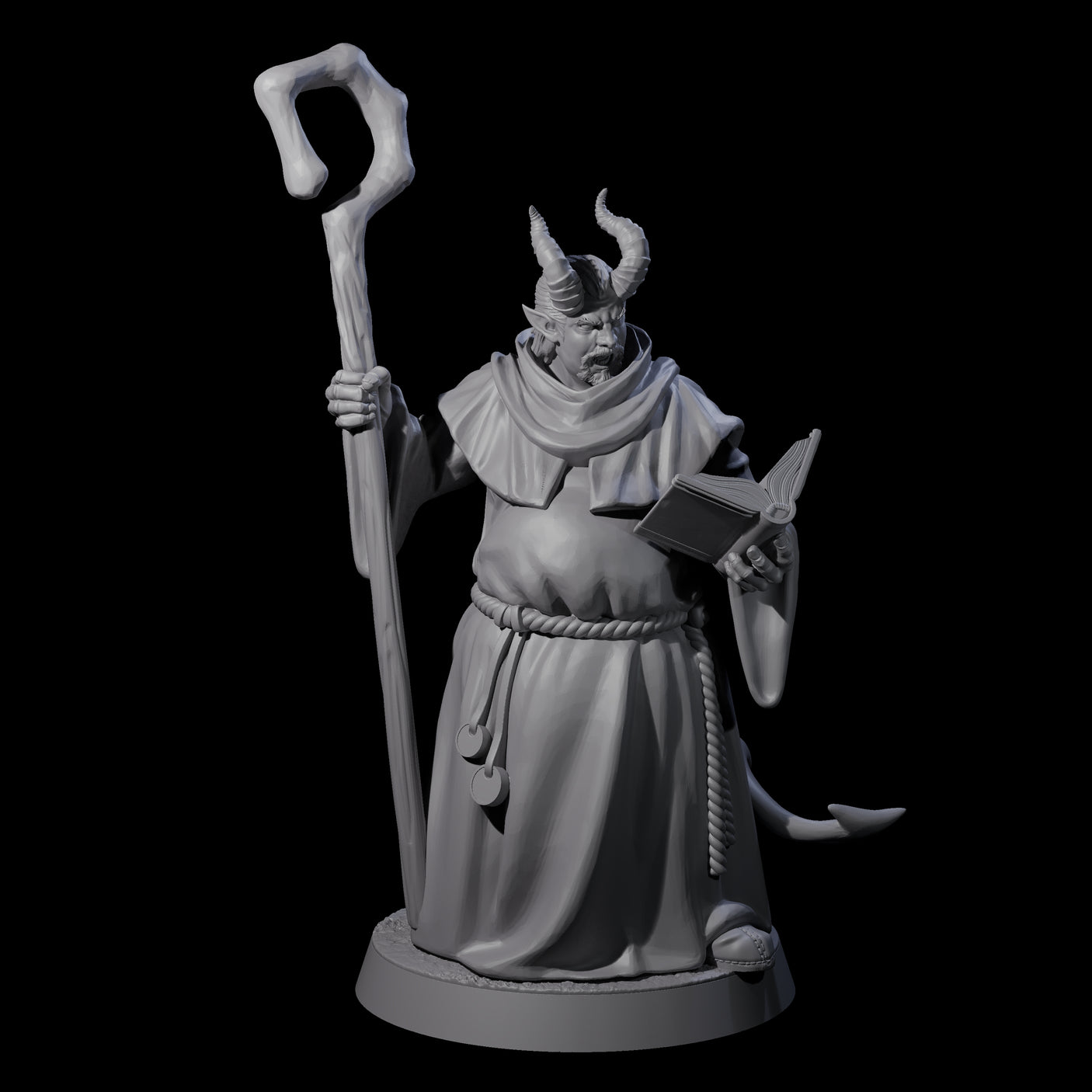 Robed Tiefling Monk A Miniature for Dungeons and Dragons, Pathfinder or other TTRPGs