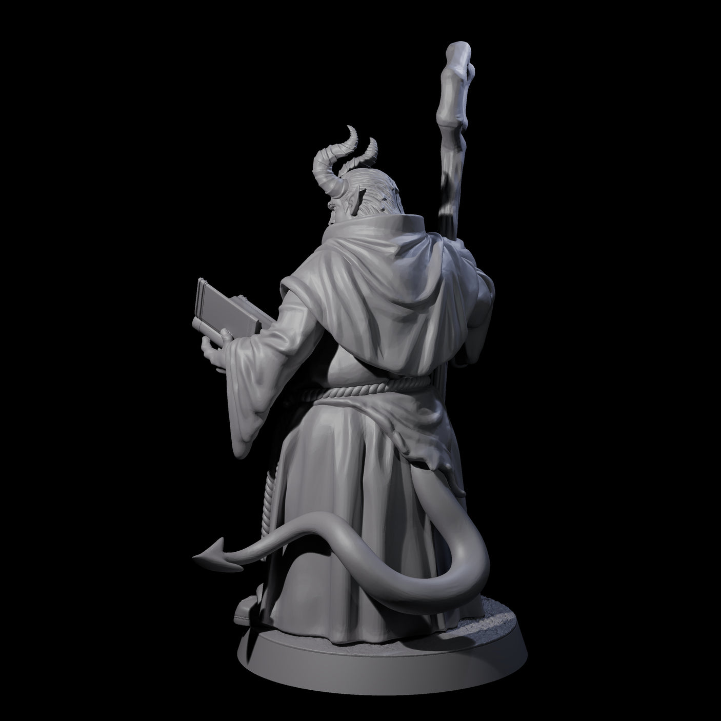 Robed Tiefling Monk A Miniature for Dungeons and Dragons, Pathfinder or other TTRPGs