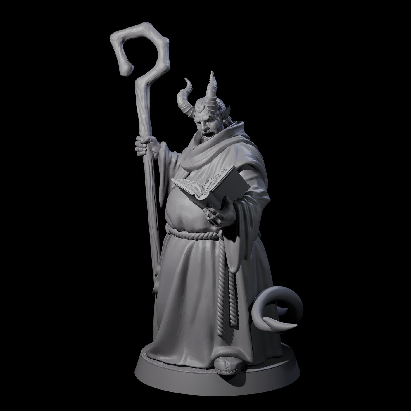 Robed Tiefling Monk A Miniature for Dungeons and Dragons, Pathfinder or other TTRPGs
