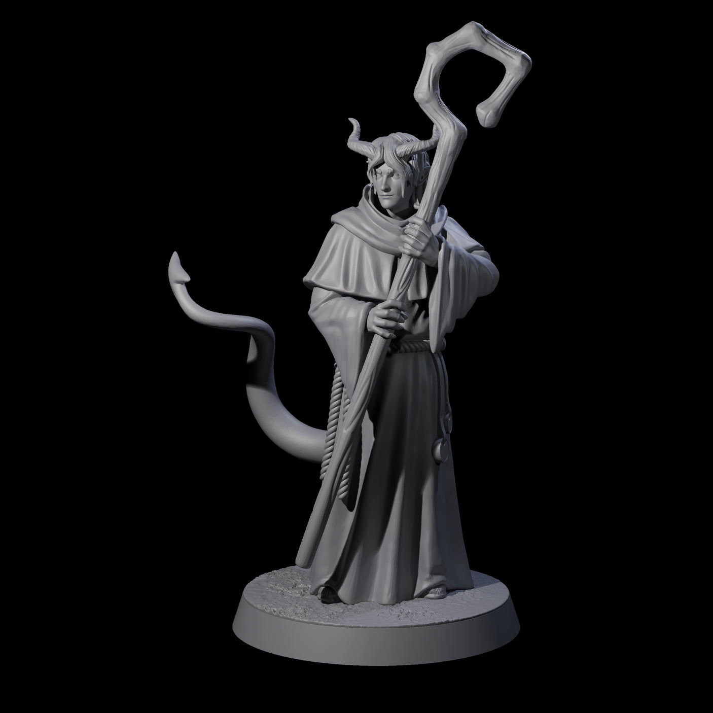 Robed Tiefling Monk B Miniature for Dungeons and Dragons, Pathfinder or other TTRPGs