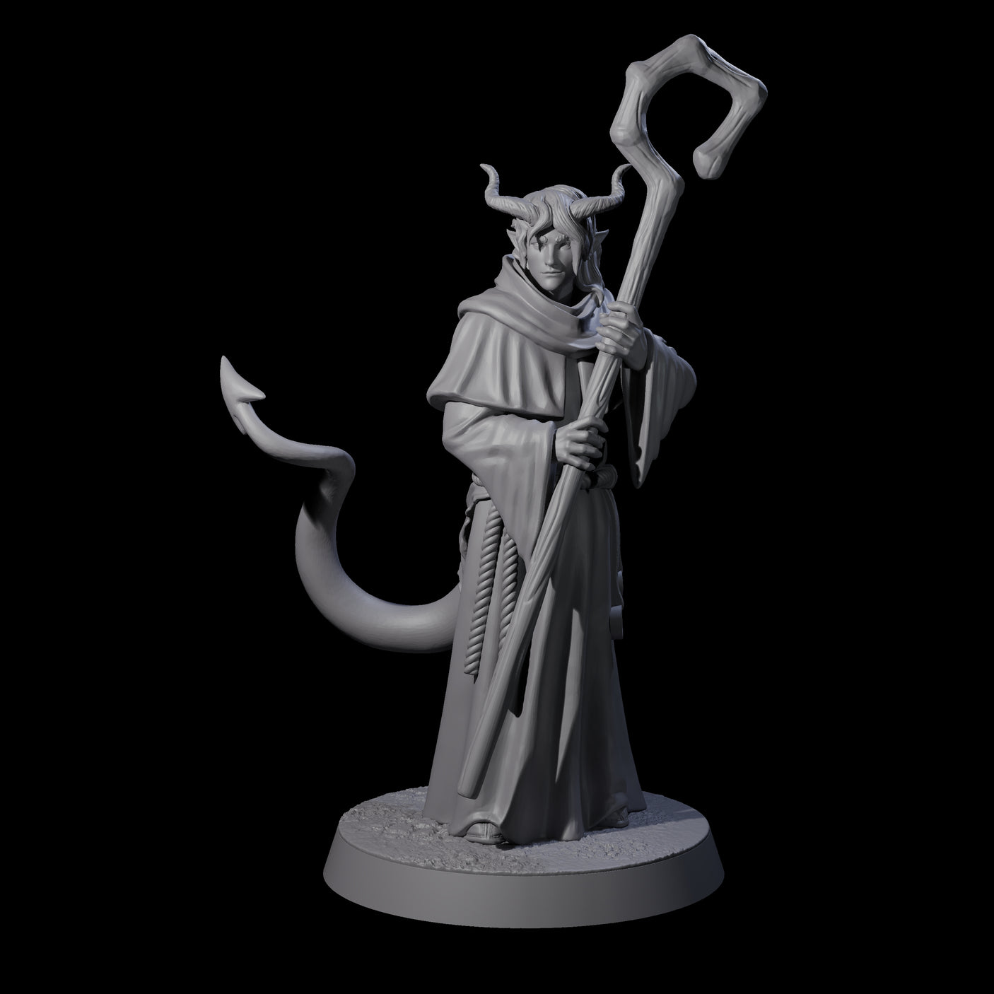 Robed Tiefling Monk B Miniature for Dungeons and Dragons, Pathfinder or other TTRPGs