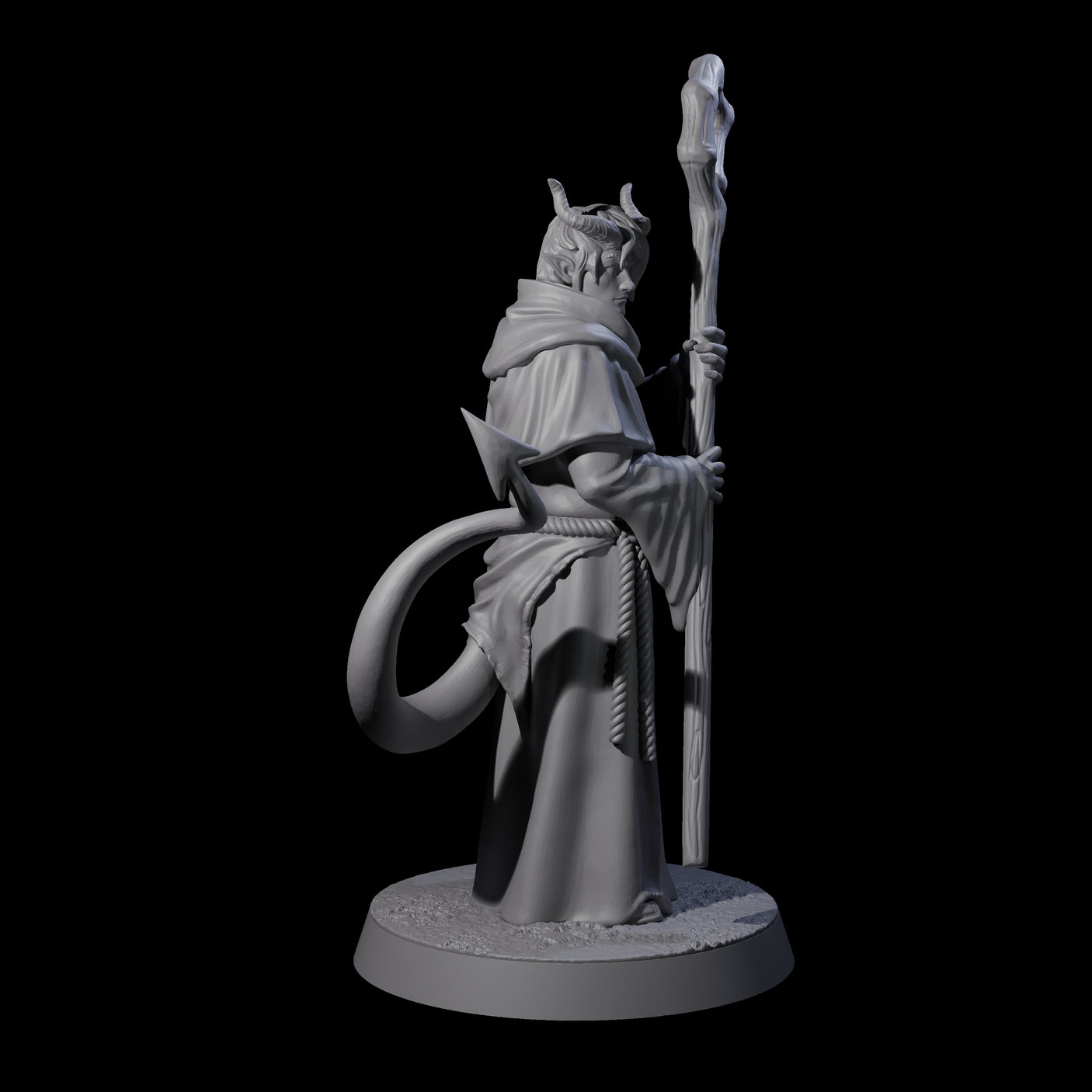 Robed Tiefling Monk B Miniature for Dungeons and Dragons, Pathfinder or other TTRPGs