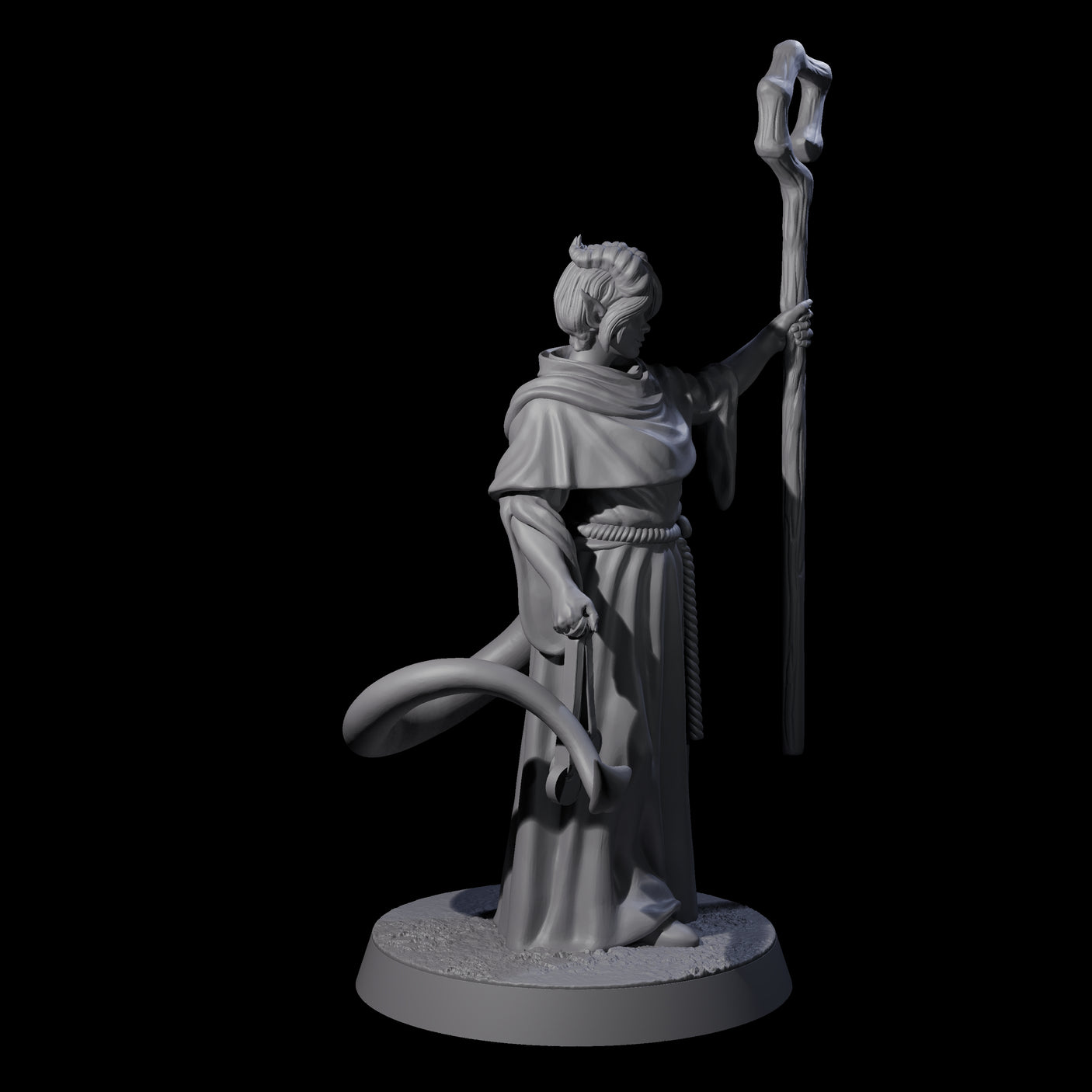 Robed Tiefling Monk C Miniature for Dungeons and Dragons, Pathfinder or other TTRPGs
