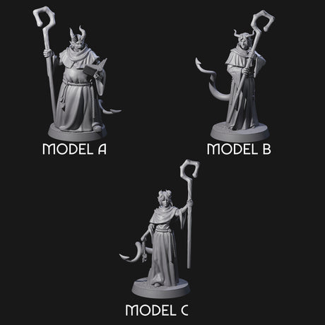 Robed Tiefling Monks Miniature for Dungeons and Dragons, Pathfinder or other TTRPGs