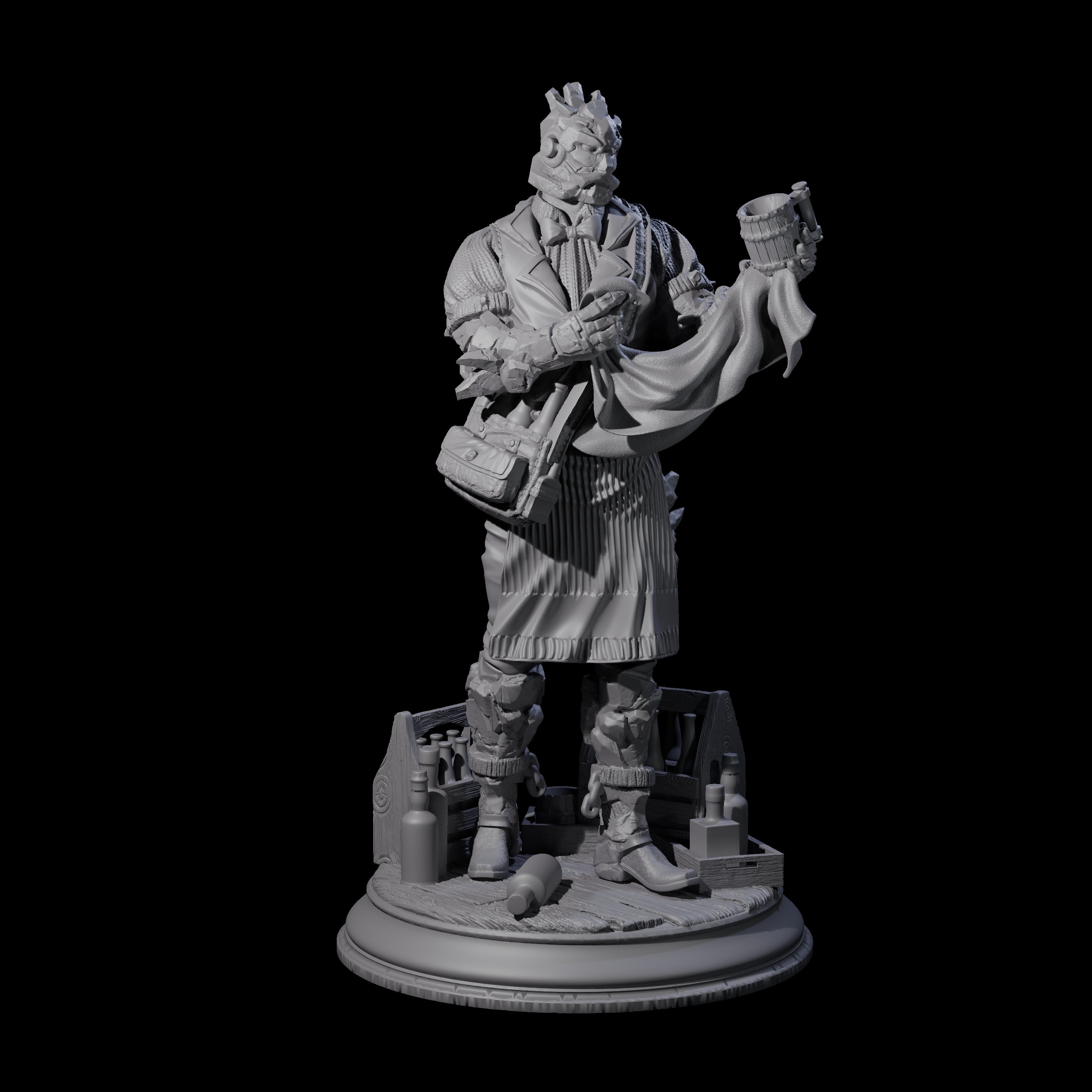 Rock Man Bartender Miniature for Dungeons and Dragons, Pathfinder or other TTRPGs