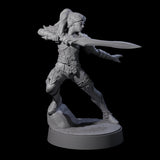 Rock Poised Elf Master Dueller Miniature for Dungeons and Dragons, Pathfinder or other TTRPGs