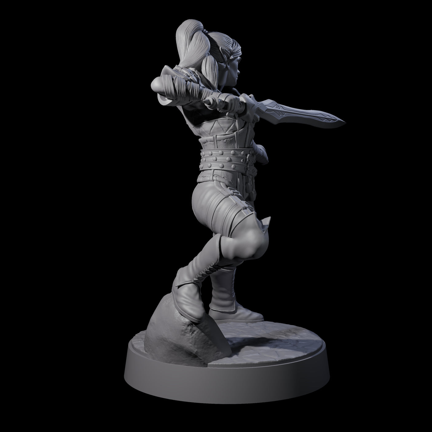 Rock Poised Elf Master Dueller Miniature for Dungeons and Dragons, Pathfinder or other TTRPGs