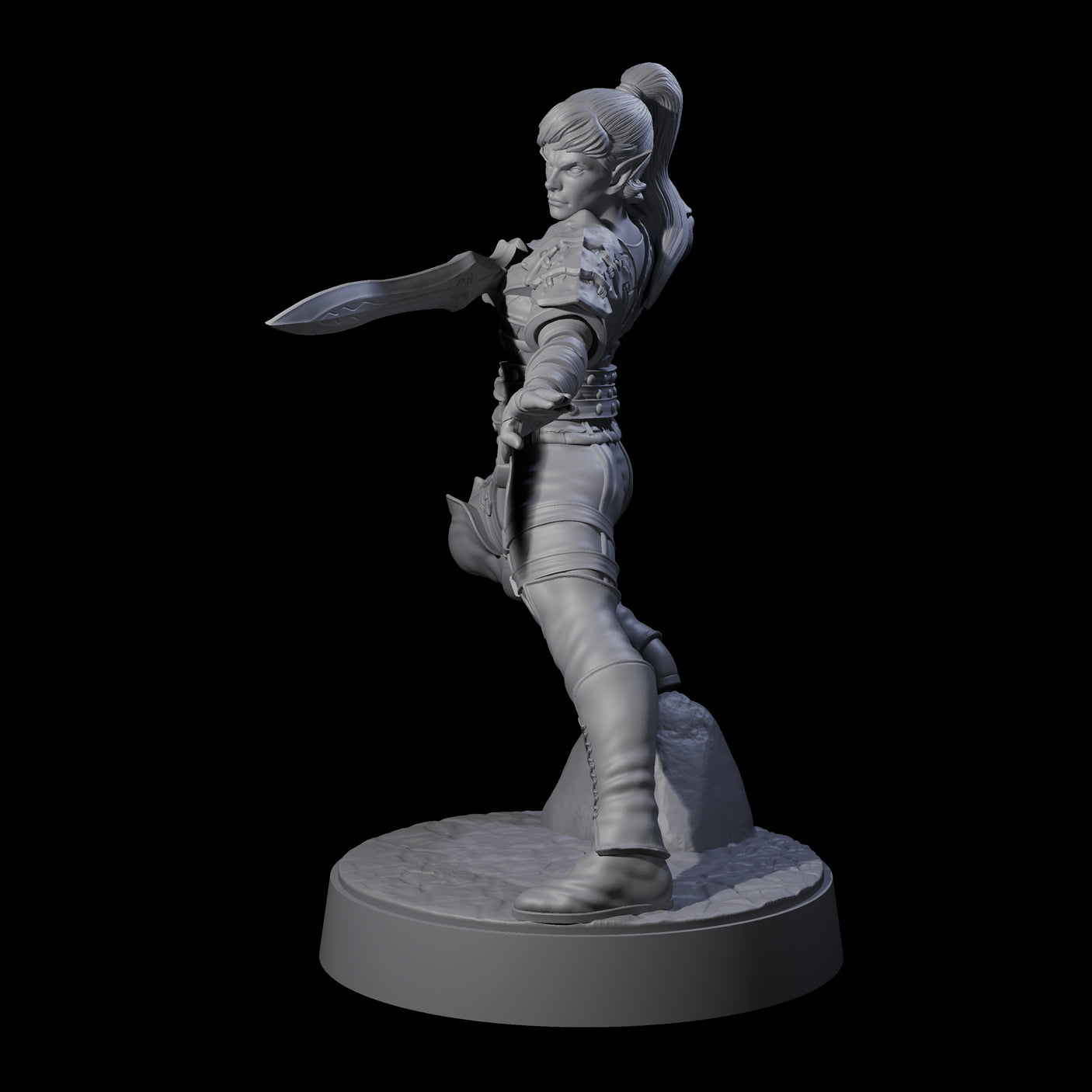 Rock Poised Elf Master Dueller Miniature for Dungeons and Dragons, Pathfinder or other TTRPGs