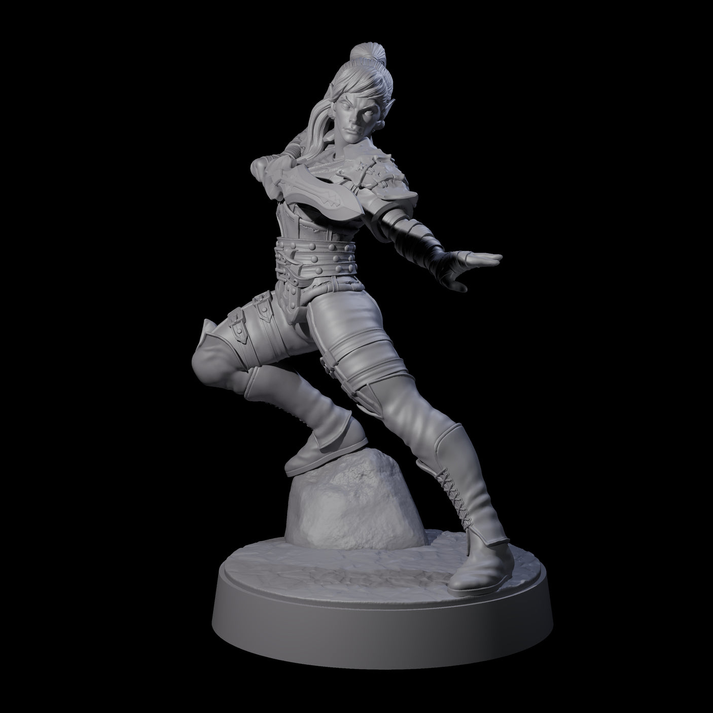 Rock Poised Elf Master Dueller Miniature for Dungeons and Dragons, Pathfinder or other TTRPGs
