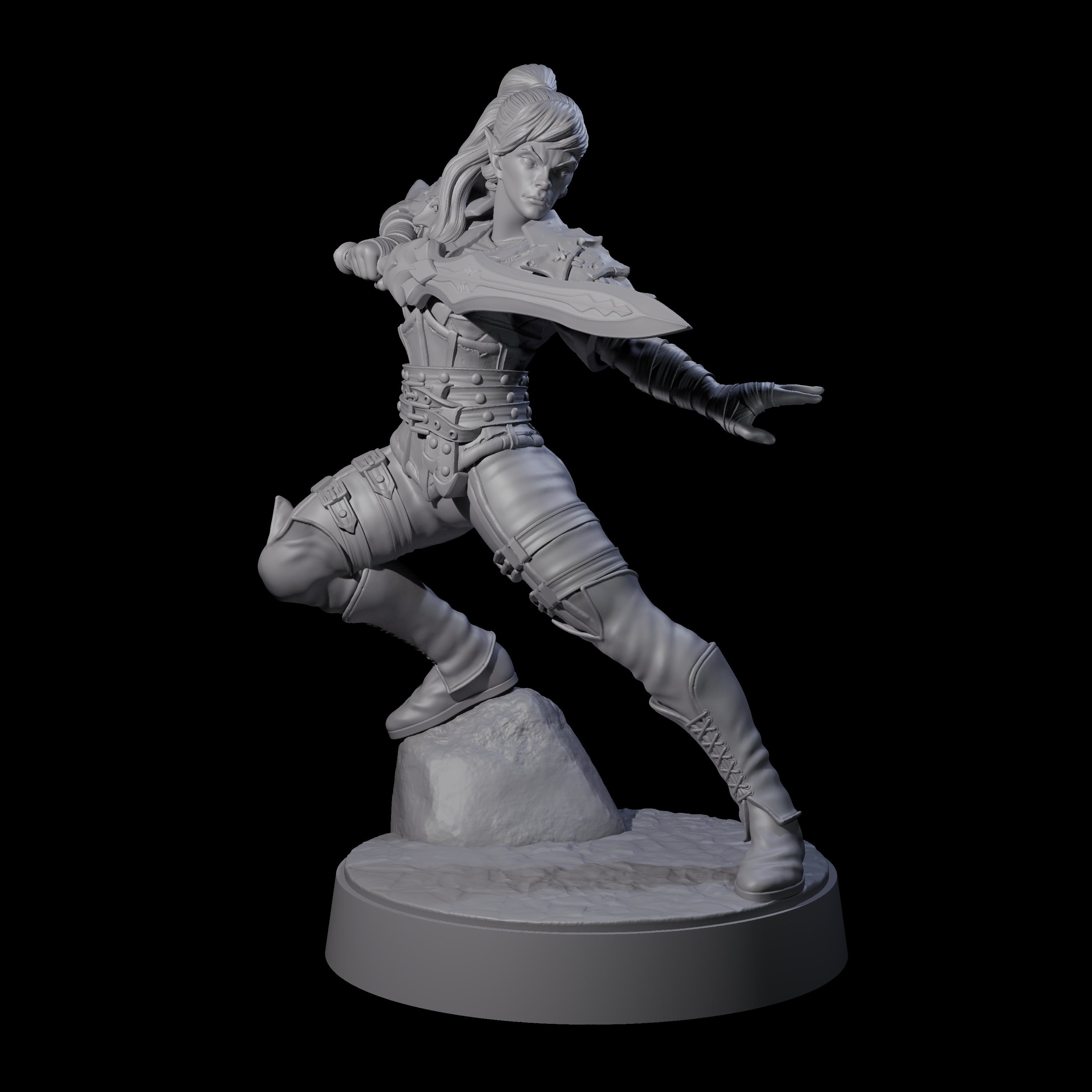 Rock Poised Elf Master Dueller Miniature for Dungeons and Dragons, Pathfinder or other TTRPGs