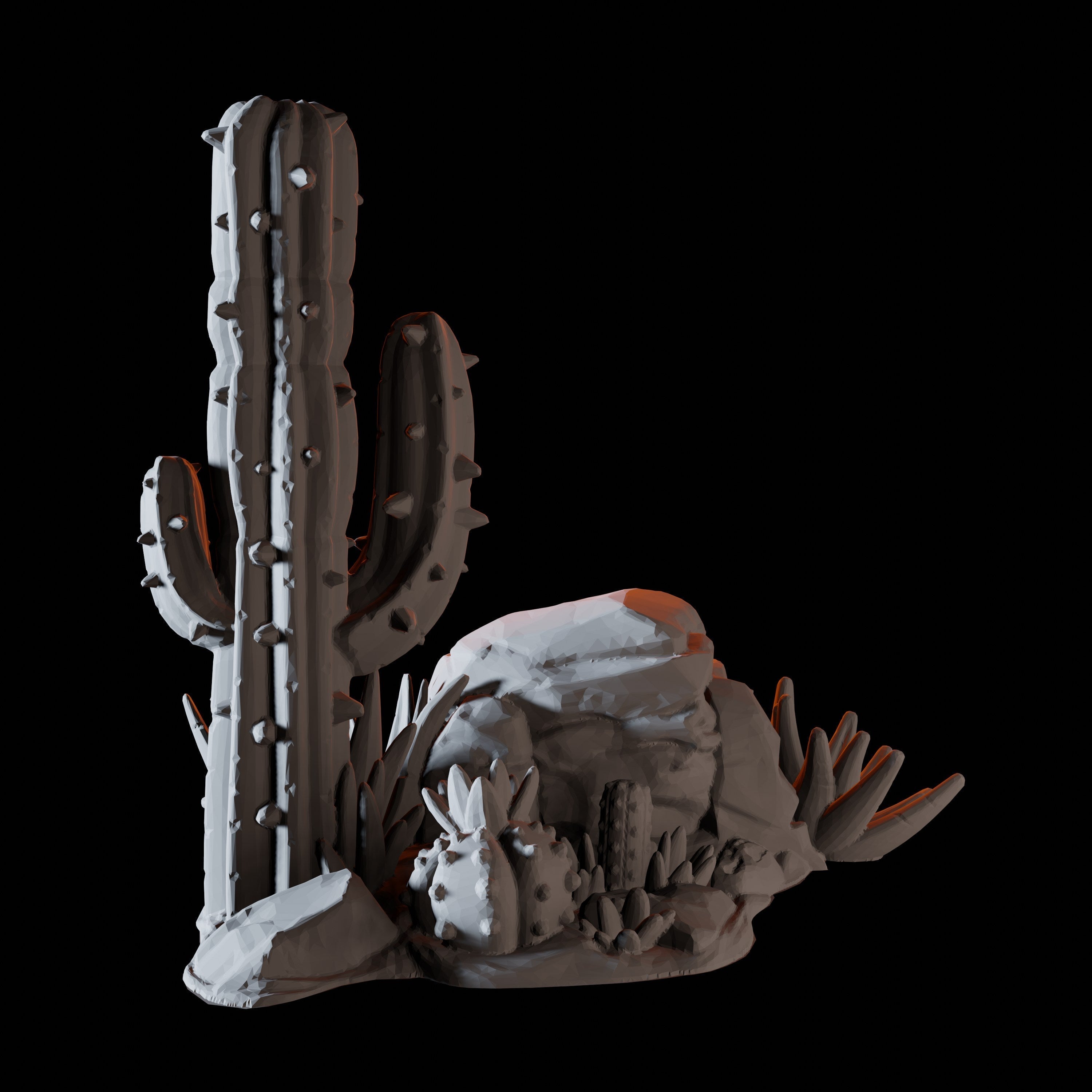 Rock and Cactus - Desert Scatter Terrain Miniature for Dungeons and Dragons - Myth Forged