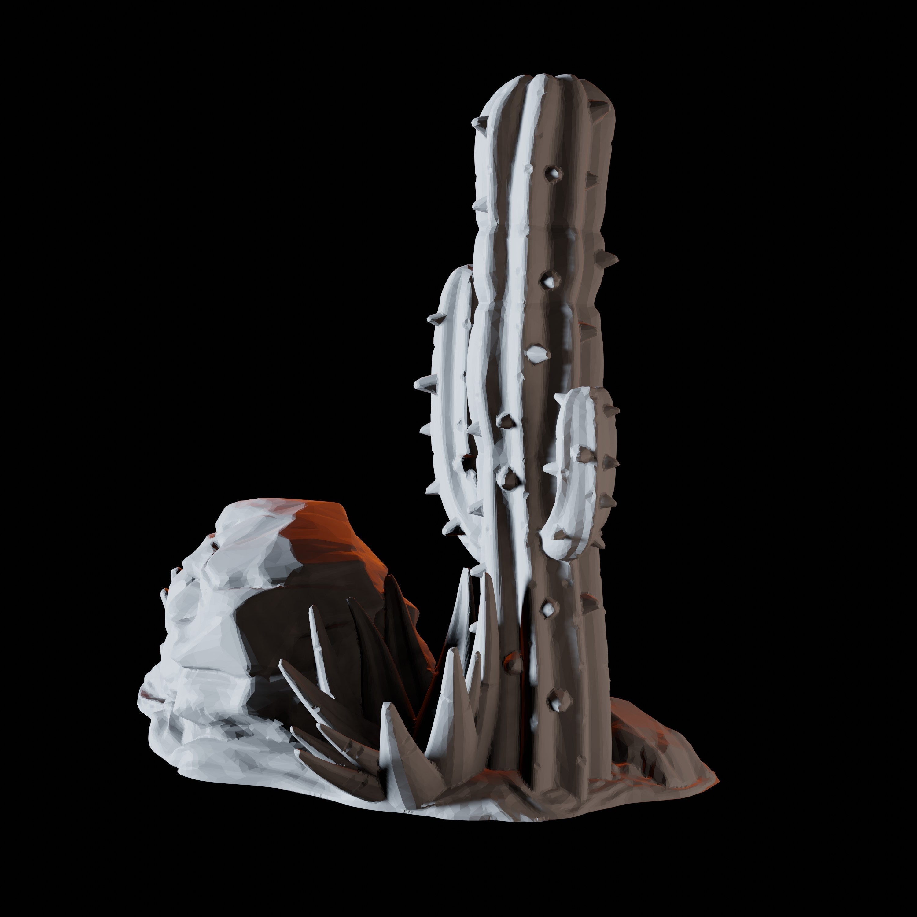 Rock and Cactus - Desert Scatter Terrain Miniature for Dungeons and Dragons - Myth Forged