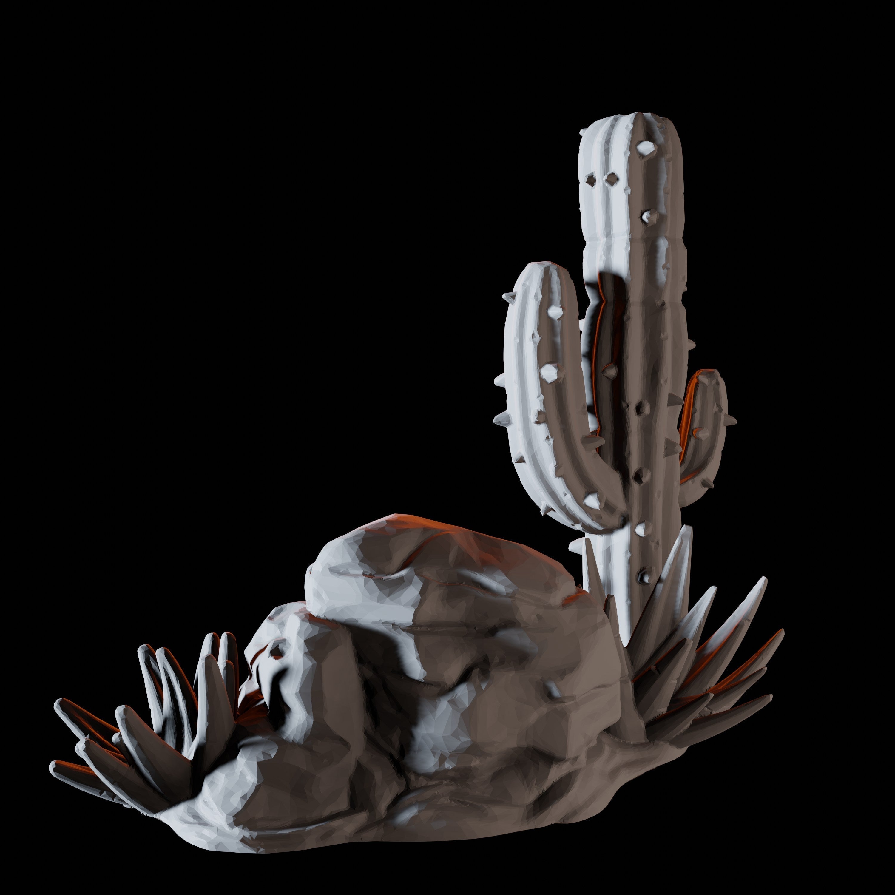 Rock and Cactus - Desert Scatter Terrain Miniature for Dungeons and Dragons - Myth Forged