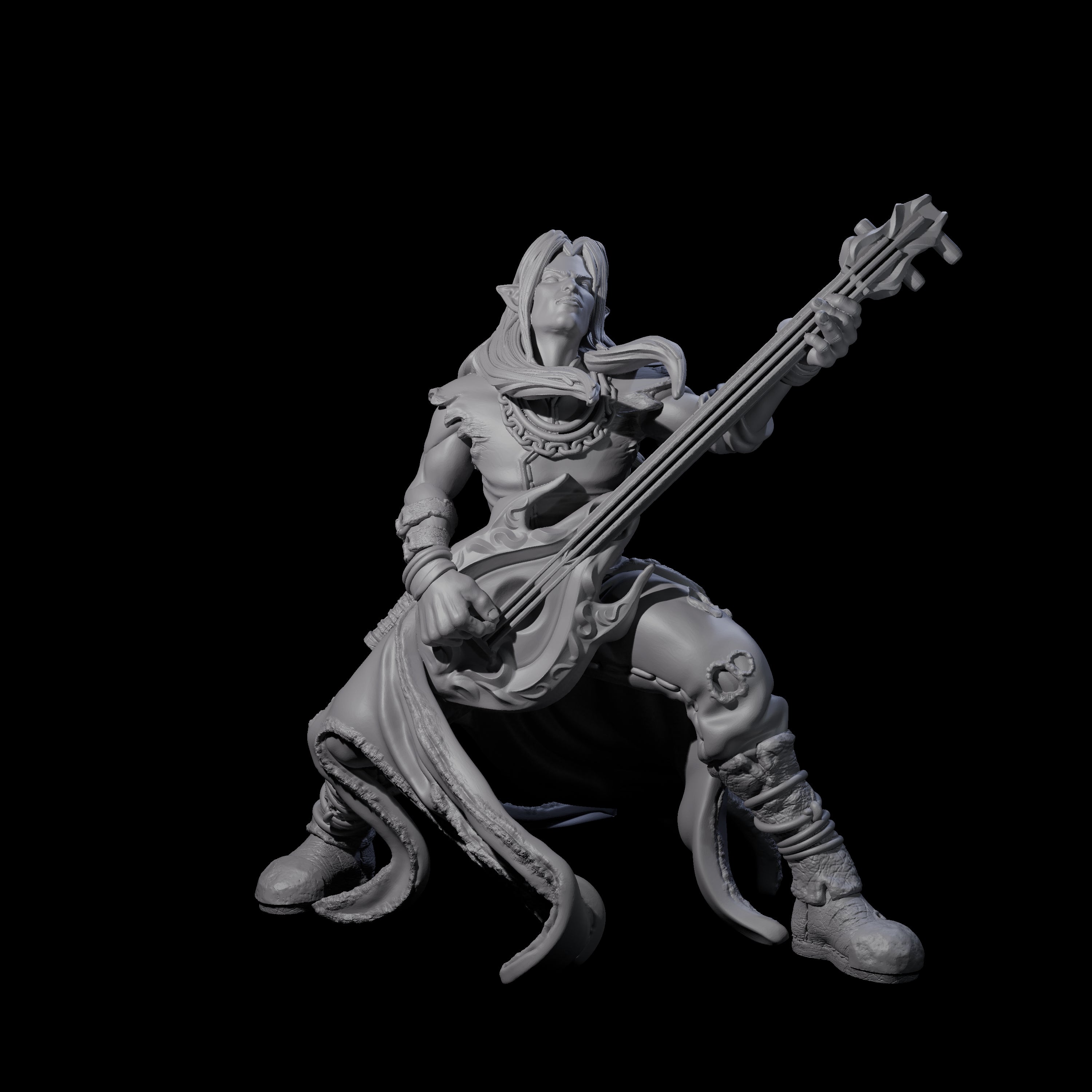 Rocking Out Elf Bard Miniature for Dungeons and Dragons, Pathfinder or other TTRPGs