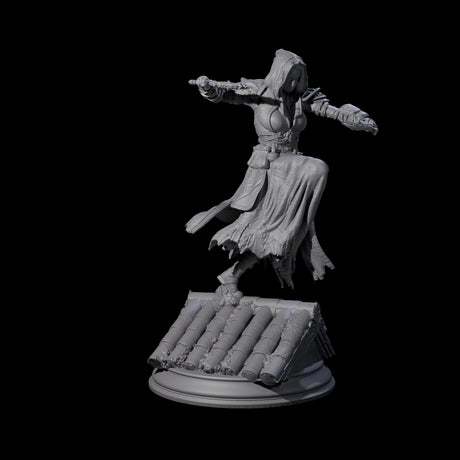 Roof Running Female Assassin Miniature for Dungeons and Dragons, Pathfinder or other TTRPGs