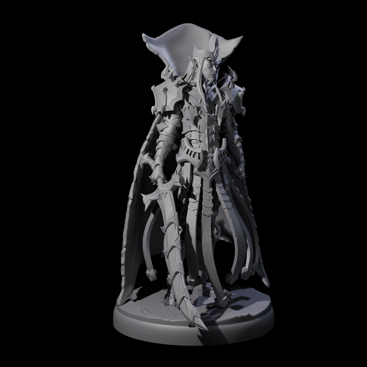 Royal Dark Elf Knight A Miniature for Dungeons and Dragons, Pathfinder or other TTRPGs