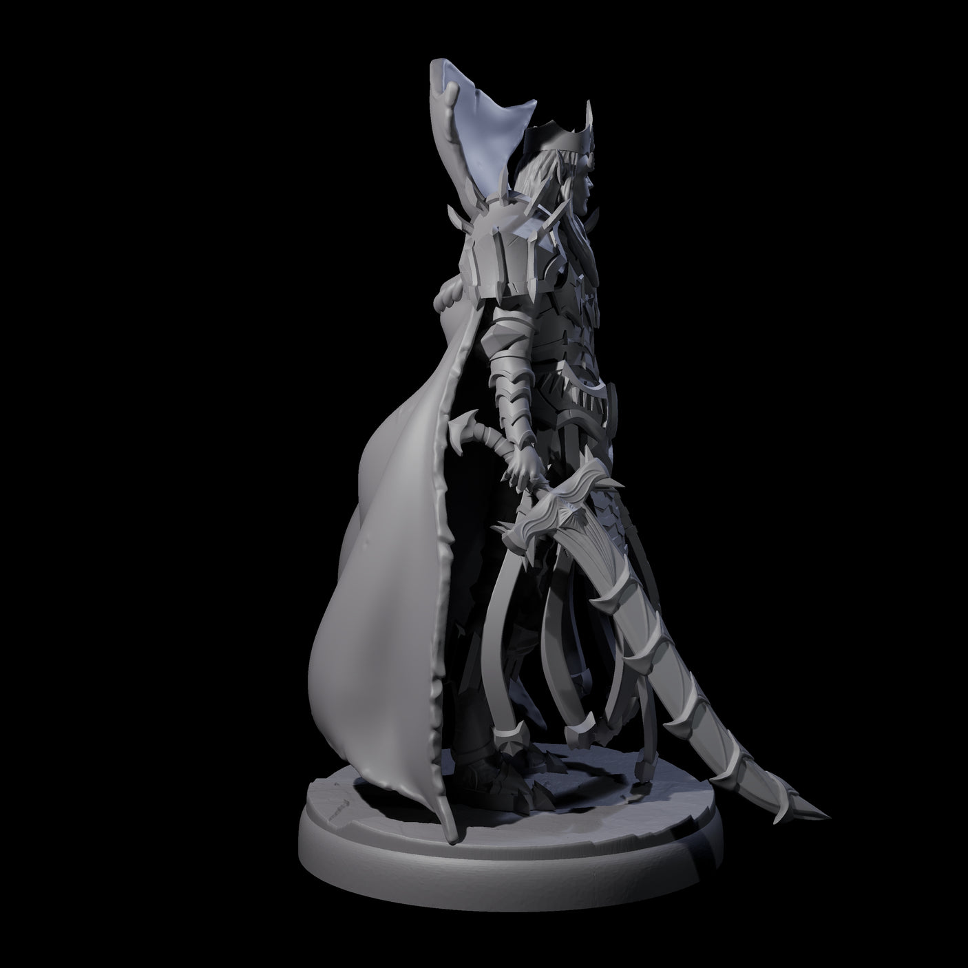 Royal Dark Elf Knight A Miniature for Dungeons and Dragons, Pathfinder or other TTRPGs