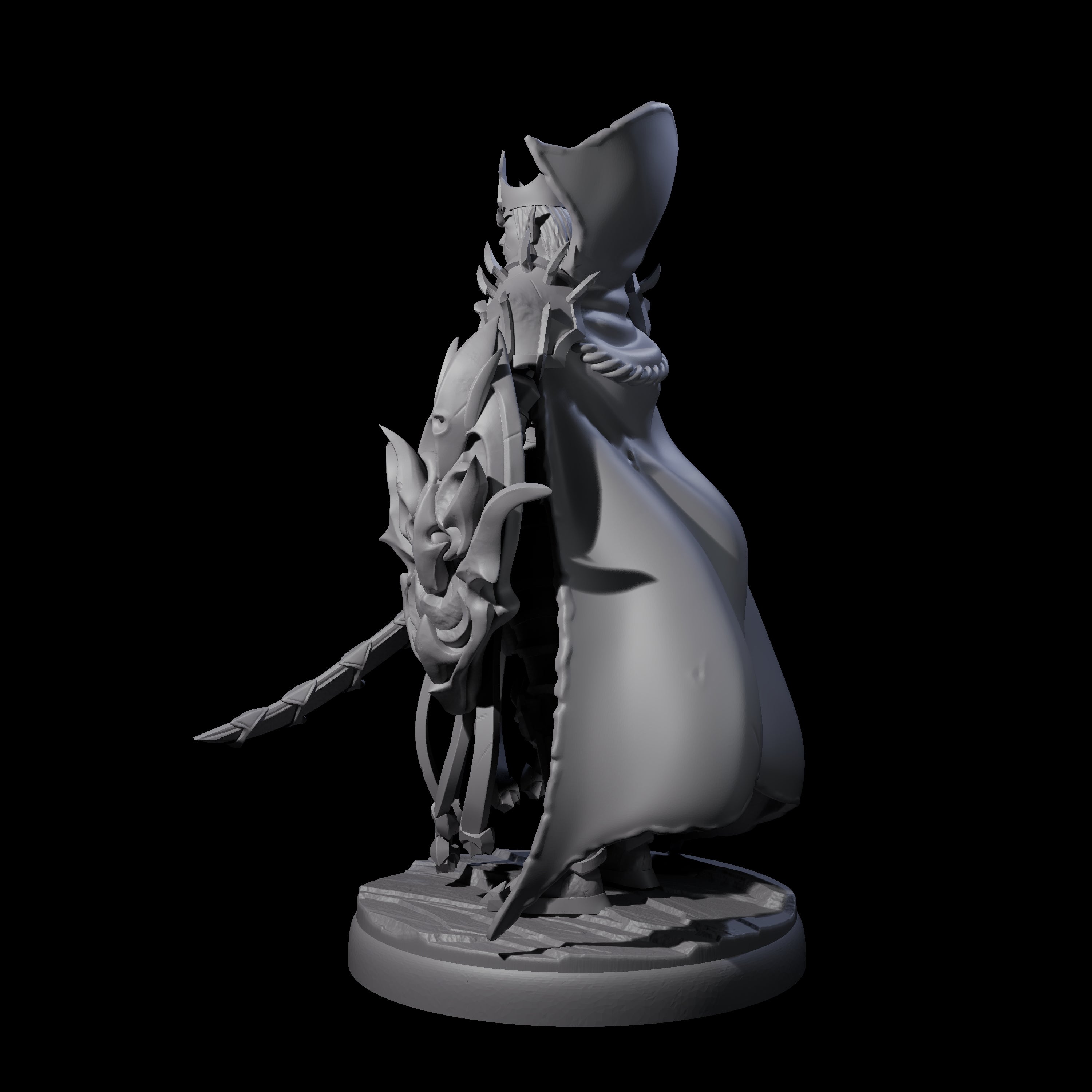 Royal Dark Elf Knight B Miniature for Dungeons and Dragons, Pathfinder or other TTRPGs
