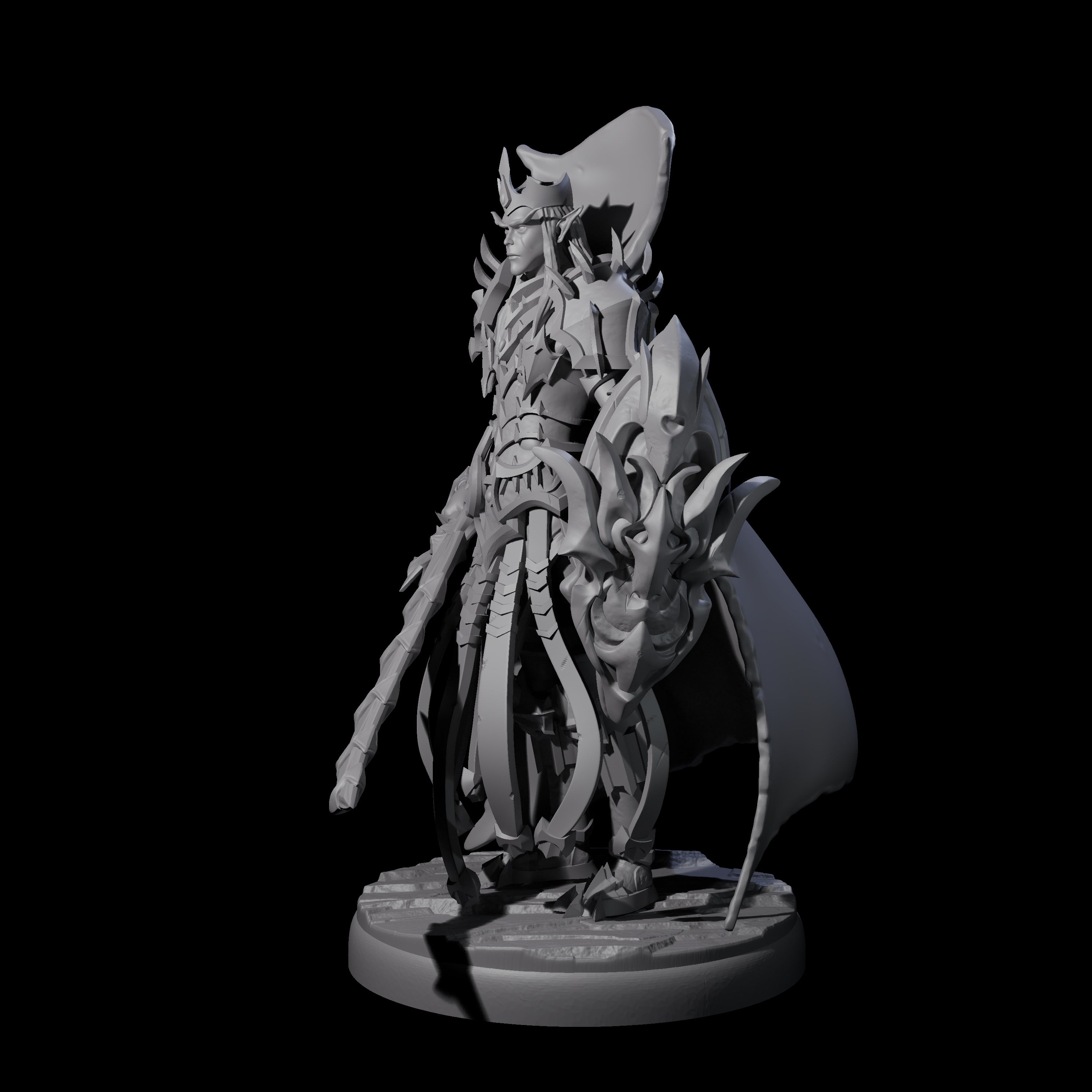 Royal Dark Elf Knight B Miniature for Dungeons and Dragons, Pathfinder or other TTRPGs