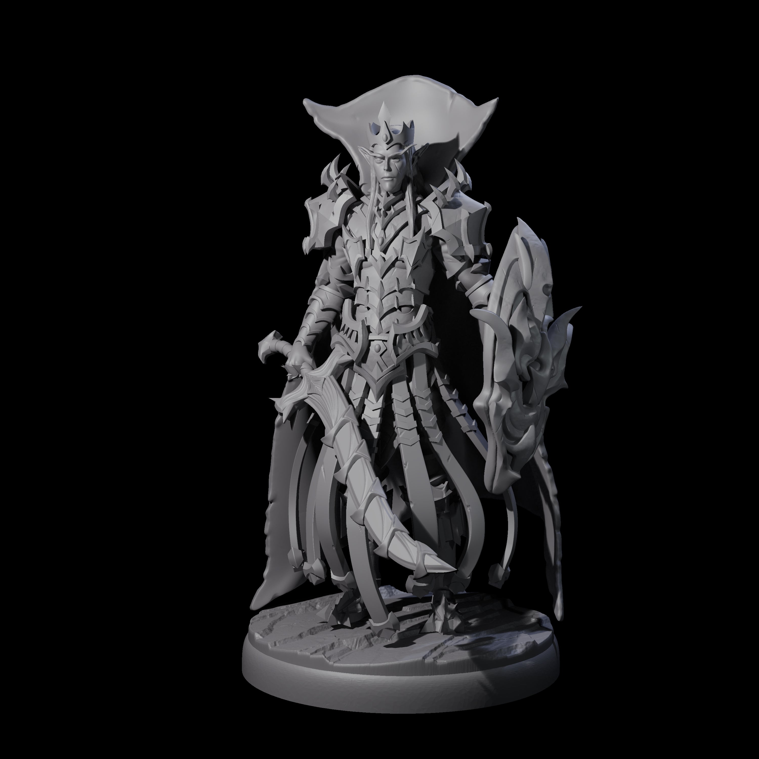Royal Dark Elf Knight B Miniature for Dungeons and Dragons, Pathfinder or other TTRPGs