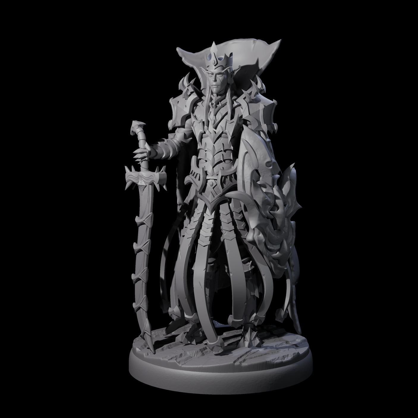 Royal Dark Elf Knight D Miniature for Dungeons and Dragons, Pathfinder or other TTRPGs