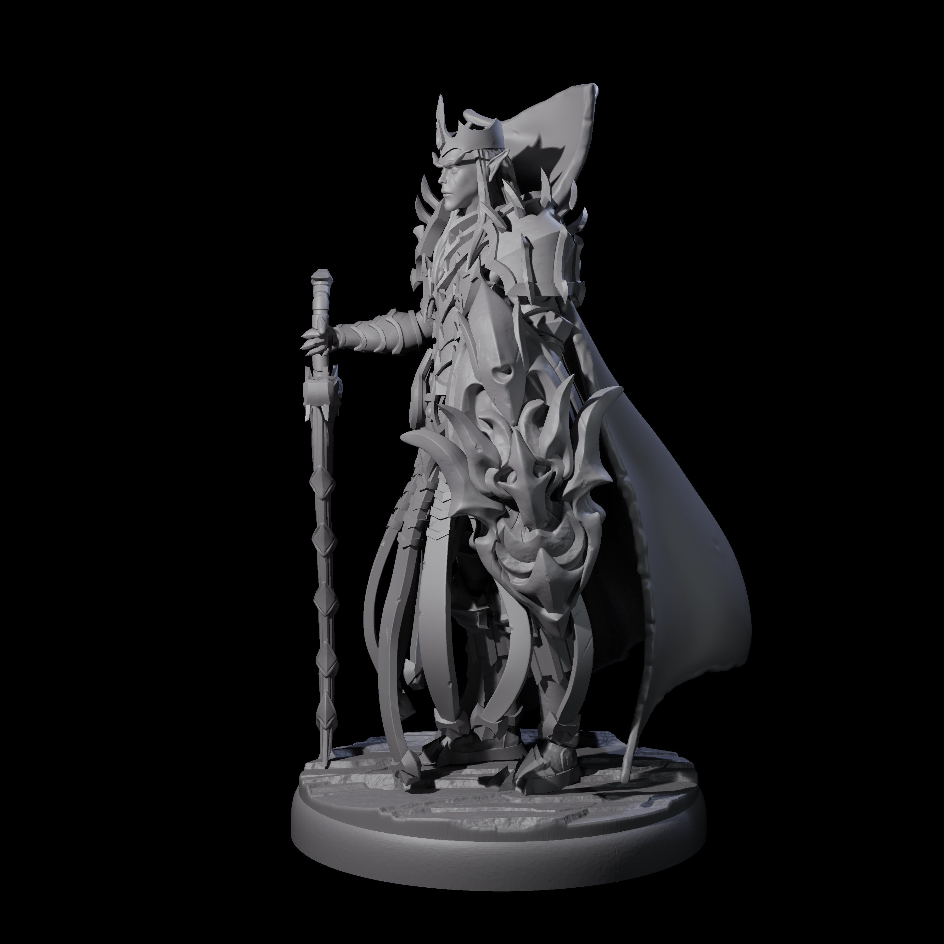 Royal Dark Elf Knight D Miniature for Dungeons and Dragons, Pathfinder or other TTRPGs