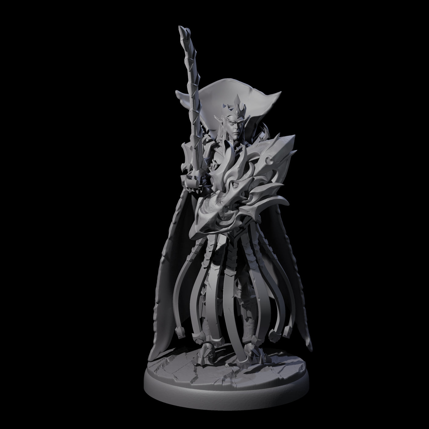 Royal Dark Elf Knight F Miniature for Dungeons and Dragons, Pathfinder or other TTRPGs