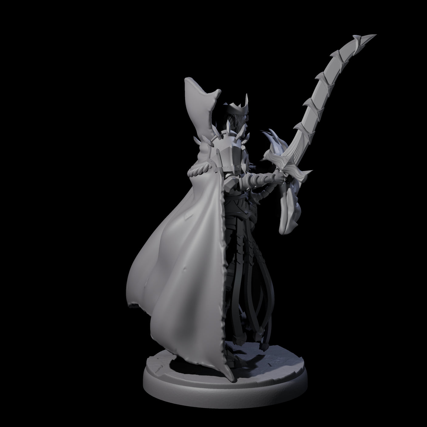 Royal Dark Elf Knight F Miniature for Dungeons and Dragons, Pathfinder or other TTRPGs