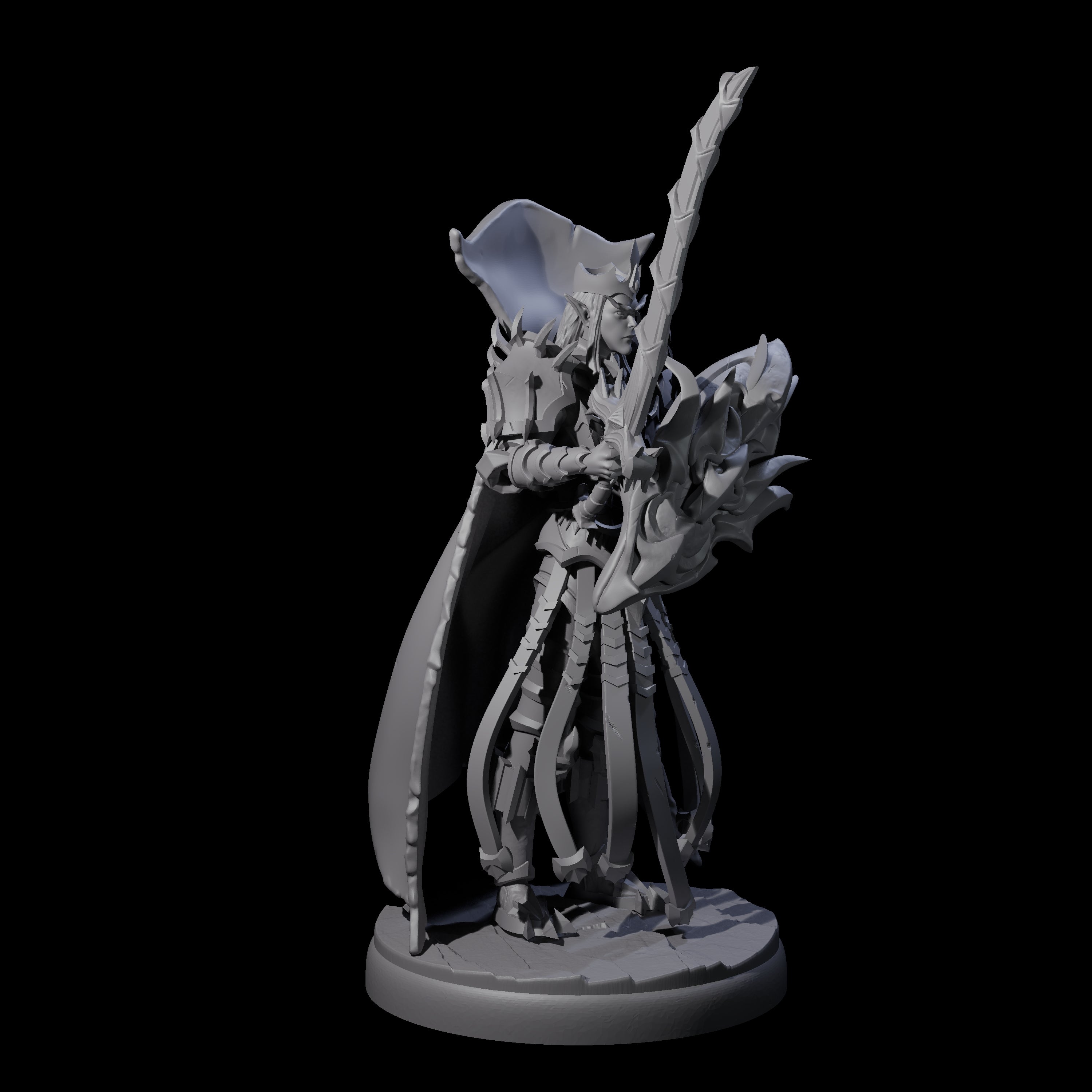Royal Dark Elf Knight F Miniature for Dungeons and Dragons, Pathfinder or other TTRPGs