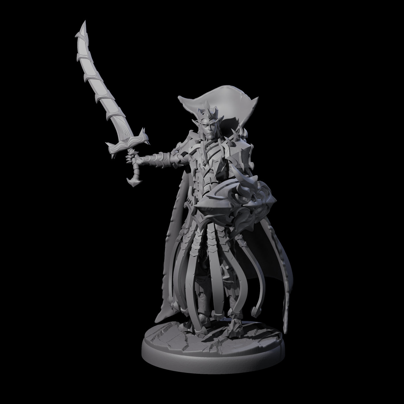Royal Dark Elf Knight H Miniature for Dungeons and Dragons, Pathfinder or other TTRPGs