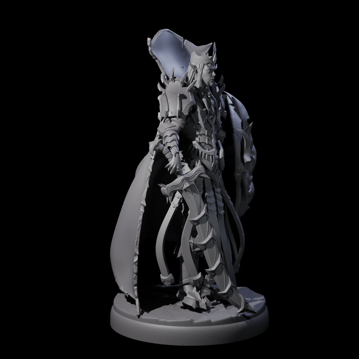 Royal Dark Elf Knight I Miniature for Dungeons and Dragons, Pathfinder or other TTRPGs
