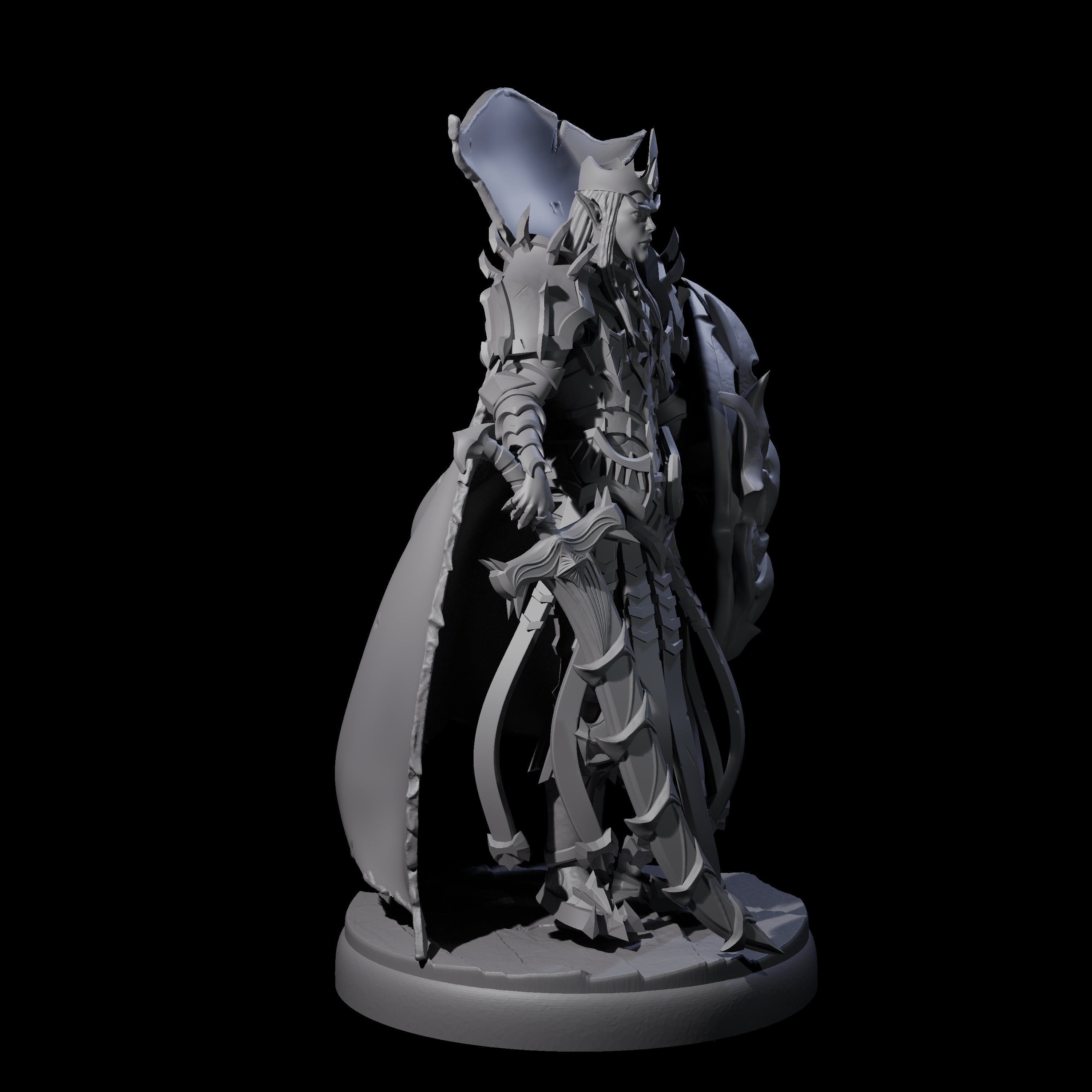 Royal Dark Elf Knight I Miniature for Dungeons and Dragons, Pathfinder or other TTRPGs