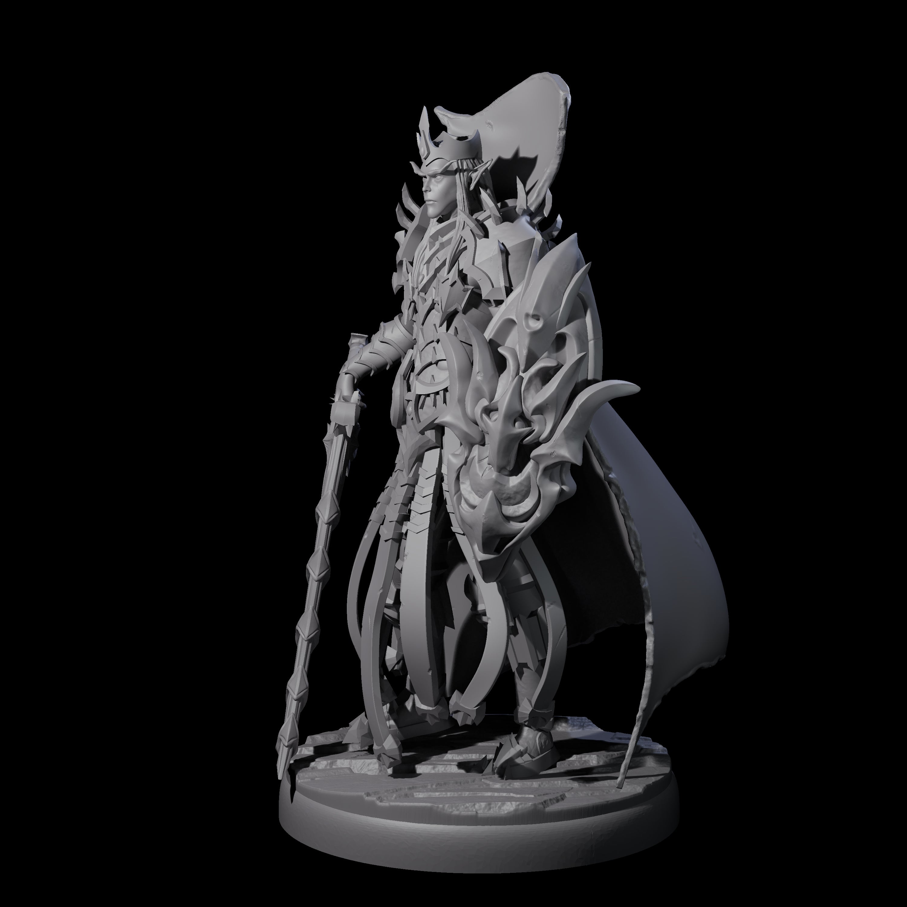 Royal Dark Elf Knight I Miniature for Dungeons and Dragons, Pathfinder or other TTRPGs