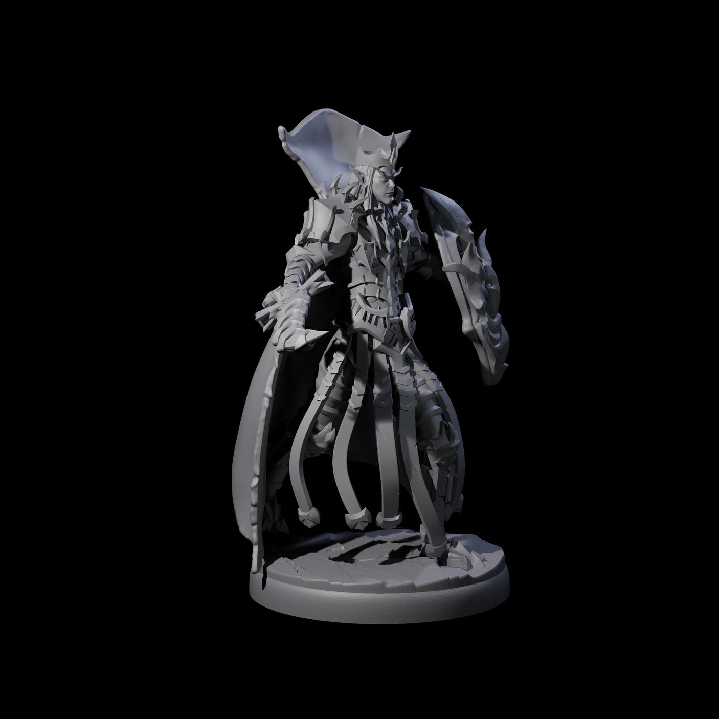 Royal Dark Elf Knight J Miniature for Dungeons and Dragons, Pathfinder or other TTRPGs