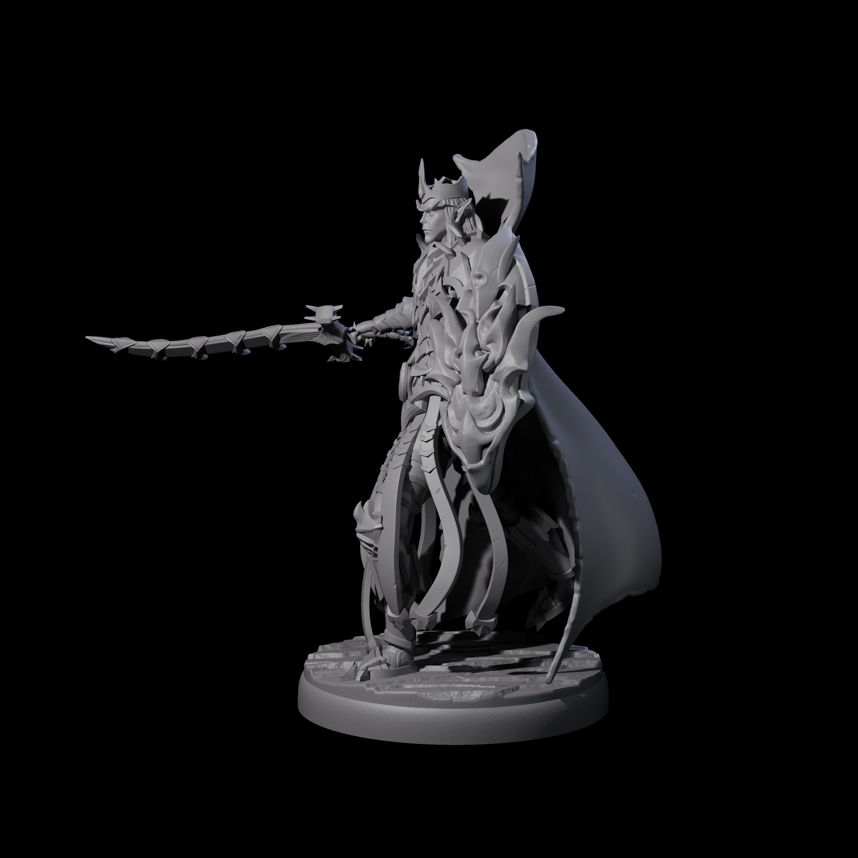 Royal Dark Elf Knight J Miniature for Dungeons and Dragons, Pathfinder or other TTRPGs